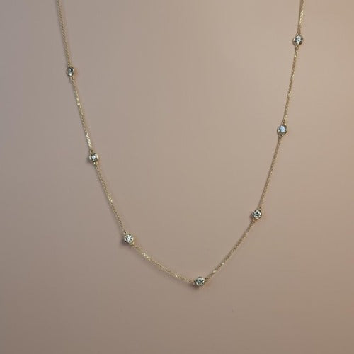 14Kt Gold 1.75 Ct 7 Stone Lab Grown Diamond By the Yard Necklace