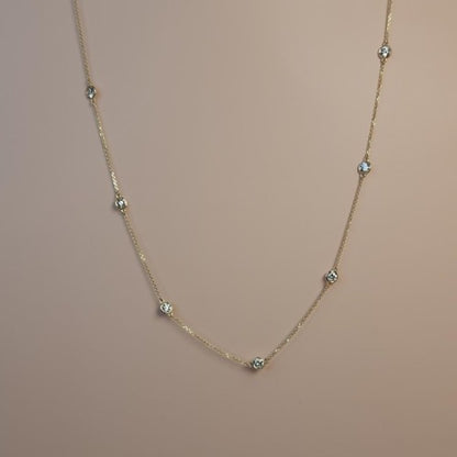 14Kt Gold 1.75 Ct 7 Stone Lab Grown Diamond By the Yard Necklace