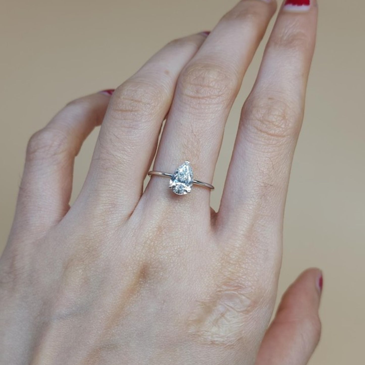 14Kt Gold 1 Ct Lab Grown Teardrop Diamond Ring