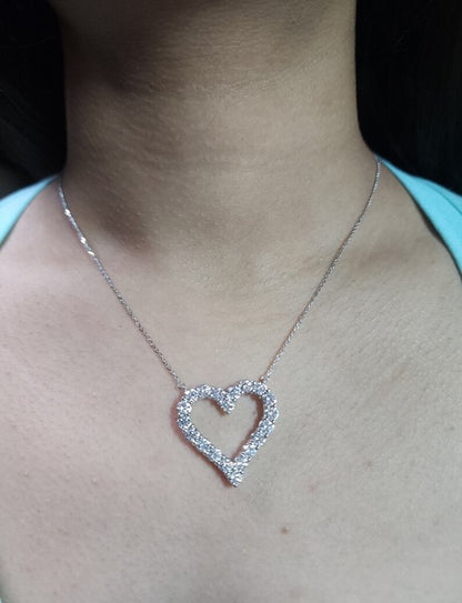 14Kt Gold 2.50 Ct Lab Grown Diamond Open Heart Necklace