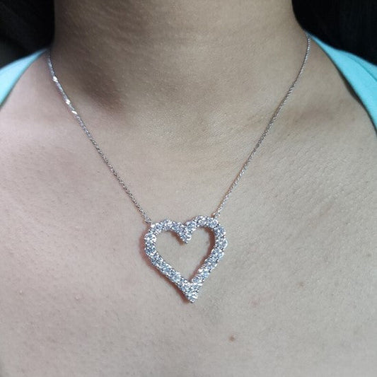 14Kt Gold 2.50 Ct Lab Grown Diamond Open Heart Necklace