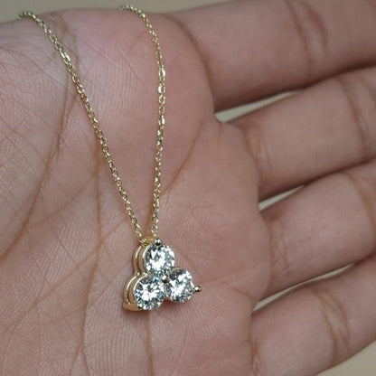 14Kt Gold 1.20 Ct 3 Stone Lab Grown Diamond Pendant