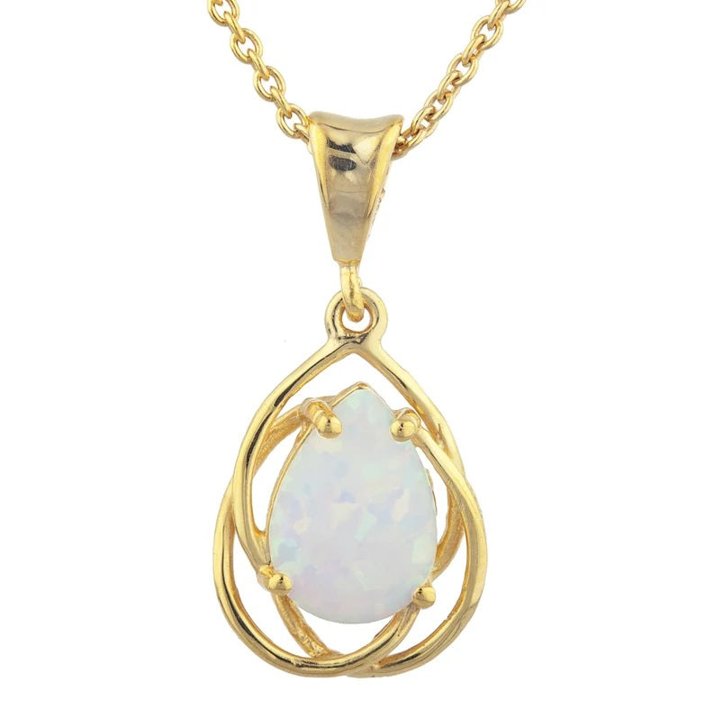 14Kt Gold Natural Opal Necklace Pendant