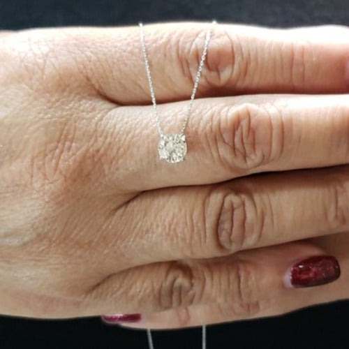 14Kt Gold 1.50 Ct Lab Grown Diamond Pendant Necklace