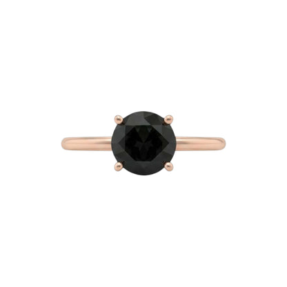 14Kt Gold 1 Ct Natural Rose Cut Black Diamond Ring