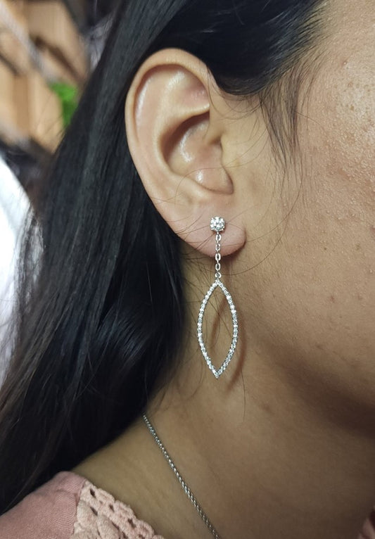 14Kt Gold 1.50 Ct Lab Grown Open Marquise Diamond Dangle Stud Earrings