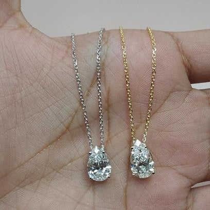 14Kt Gold 4 Ct IGI Certified Pear Shape Lab Grown Diamond Solitaire Pendant