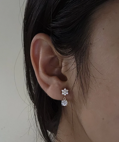 14Kt Gold 1.28 Ct Lab Grown Diamonds Star-Flower Earrings