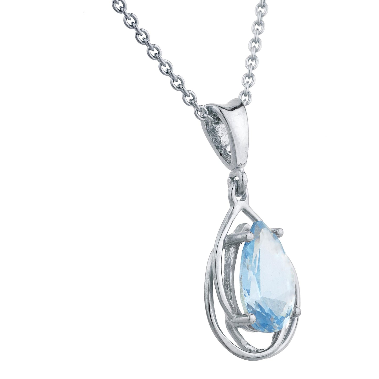 14Kt Gold 2 Ct Aquamarine Pear Teardrop Design Pendant Necklace