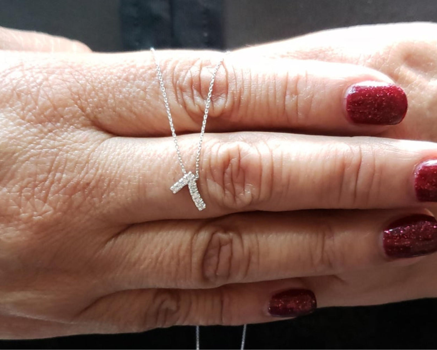 14Kt Gold Number Diamond Pendant Necklace