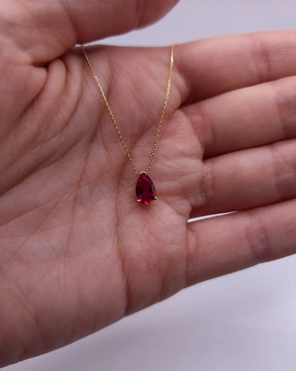 14Kt Gold Ruby Teardrop Necklace Pendant