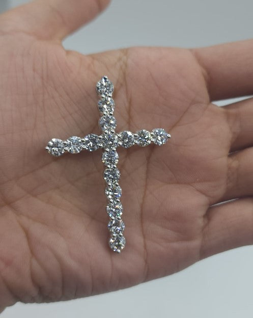 14Kt Gold 6 Ct Lab Grown Diamond Cross Pendant