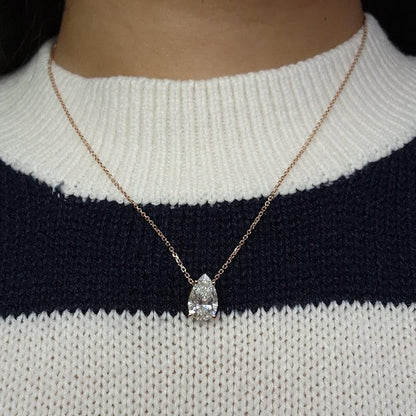 14Kt Gold 4 Ct IGI Certified Pear Shape Lab Grown Diamond Solitaire Pendant
