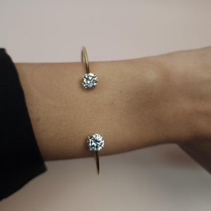 14Kt Gold 1.80Ct Lab Grown Diamond Open Cuff Bangle