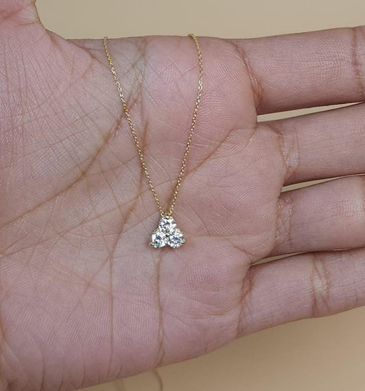 14Kt Gold 0.75 Ct 3 Stone Lab Grown Diamond Pendant