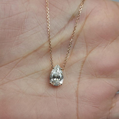 14Kt Gold 4 Ct IGI Certified Pear Shape Lab Grown Diamond Solitaire Pendant