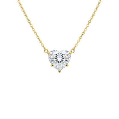14Kt Gold 3 Ct IGI Certified Lab Grown Diamond Heart Pendant Necklace
