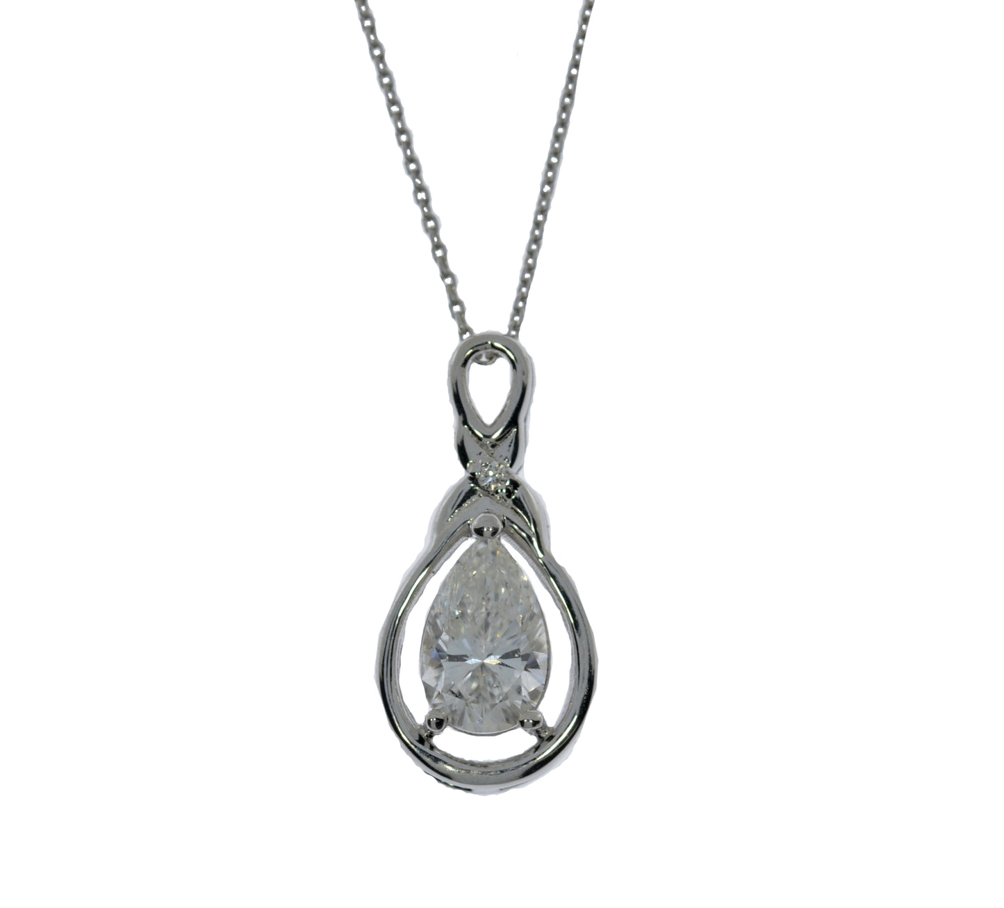 14K Gold 0.72 Ct Lab Grown Teardrop Diamond Solitaire Pendant Necklace