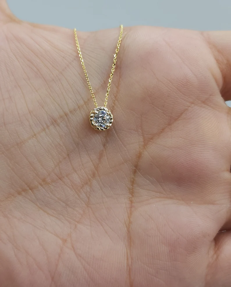 14Kt Gold 0.25 Ct Lab Grown Diamond Pendant Necklace