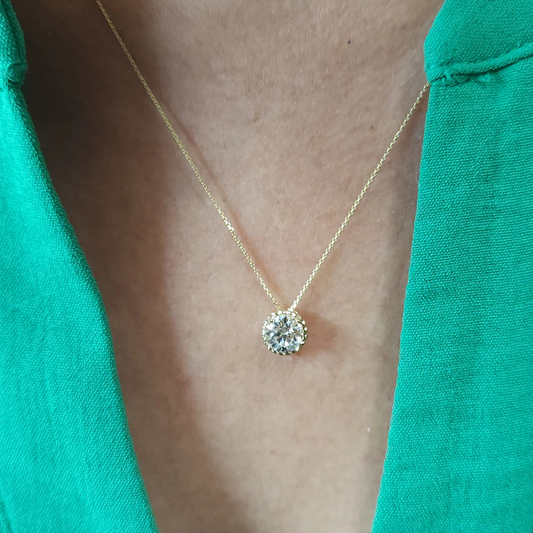 14Kt Gold 0.50 Ct Lab Grown Diamond Solitaire Pendant Necklace