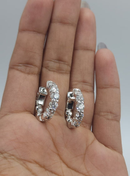 14Kt Gold 2.20 Ct Lab Grown Diamond Huggie Hoop Earrings