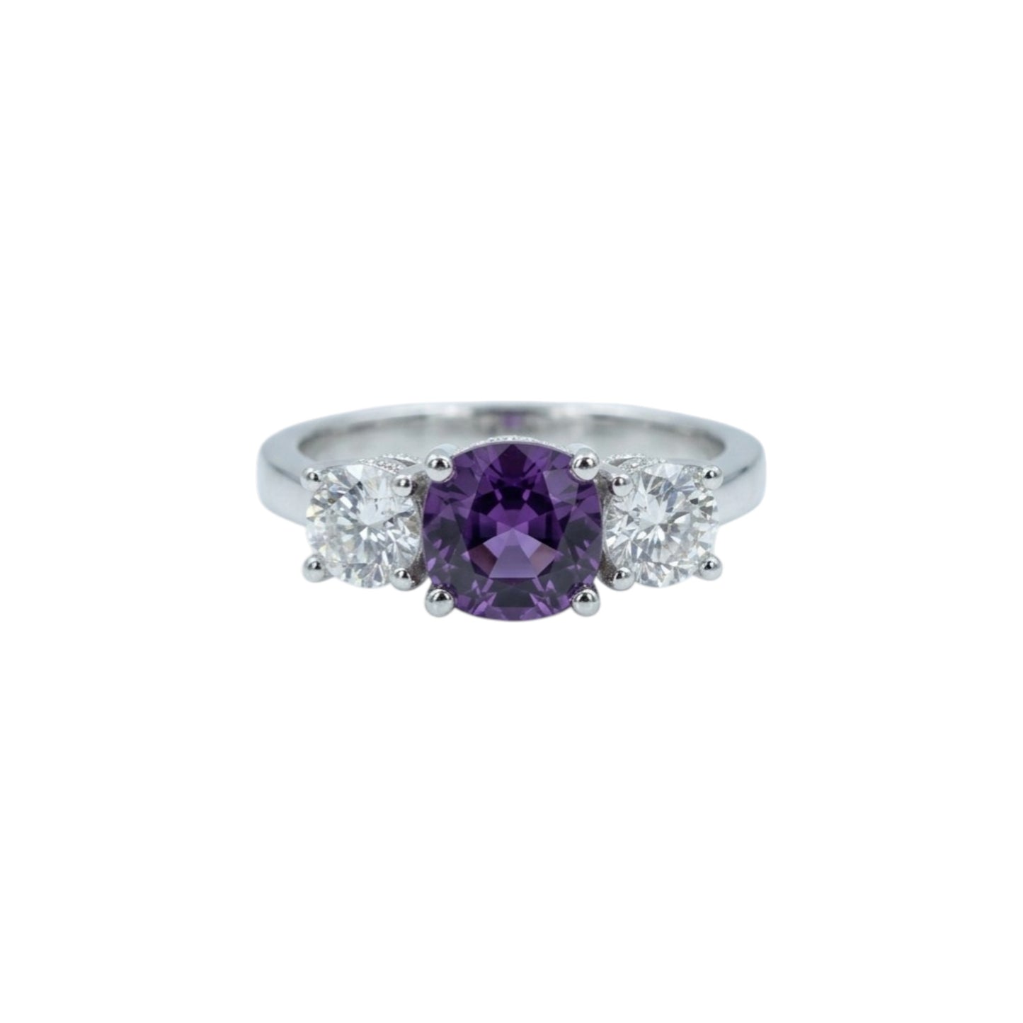 Created Alexandrite & 1Ct Lab Grown Diamond Round ring .925 Sterling Silver
