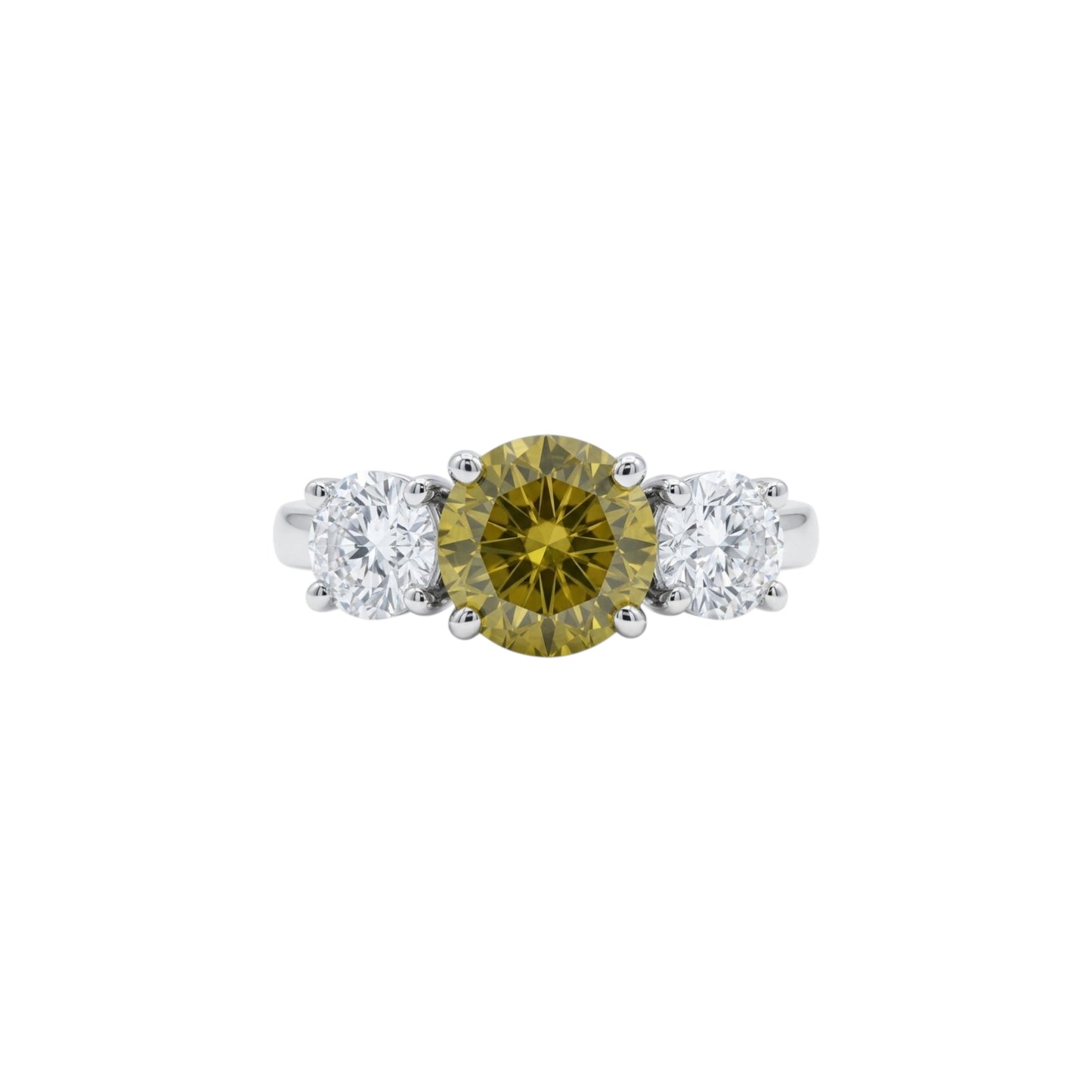 Simulated Yellow Citrine & 1Ct Lab Grown Diamond Round ring .925 Sterling Silver
