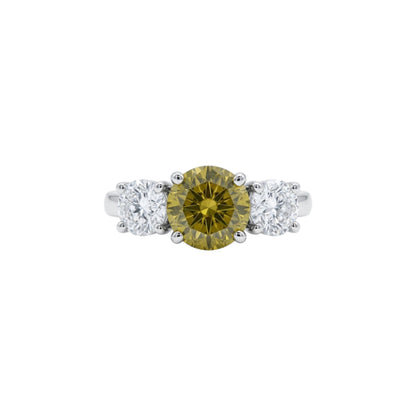 Simulated Yellow Citrine & 1Ct Lab Grown Diamond Round ring .925 Sterling Silver