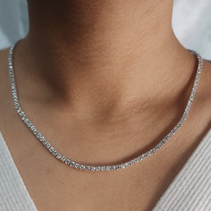 14Kt Gold 9 Ct 17-inch Lab Grown Diamond Tennis Necklace