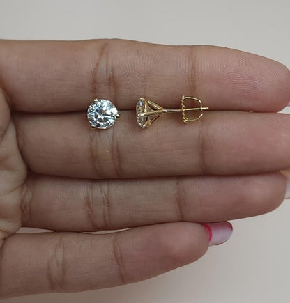 14Kt Gold 3 Prong Martini 6 Ct Lab Grown IGI Certified Studs Diamond Earrings