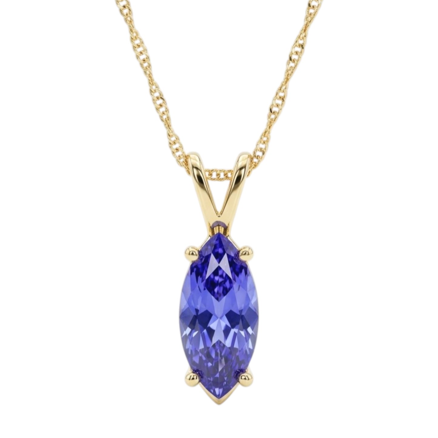 14Kt Gold Tanzanite Marquise Pendant