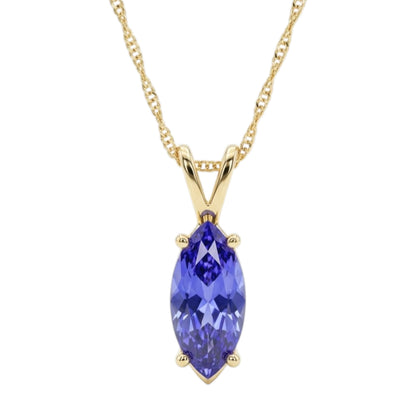 14Kt Gold Tanzanite Marquise Pendant