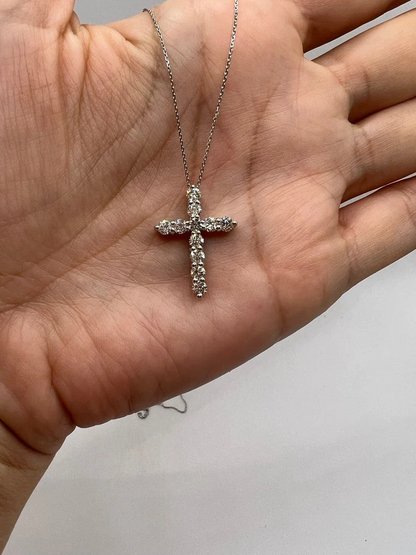 14Kt Gold 1 Ct Lab Grown Diamond Cross Pendant Necklace