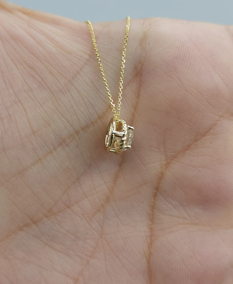 14Kt Gold 0.50 Ct Lab Grown Diamond Solitaire Pendant Necklace