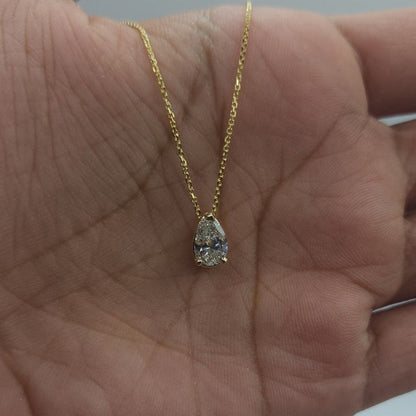14Kt Gold 1.50 Ct IGI Certified Pear Shape Lab Grown Diamond Solitaire Pendant
