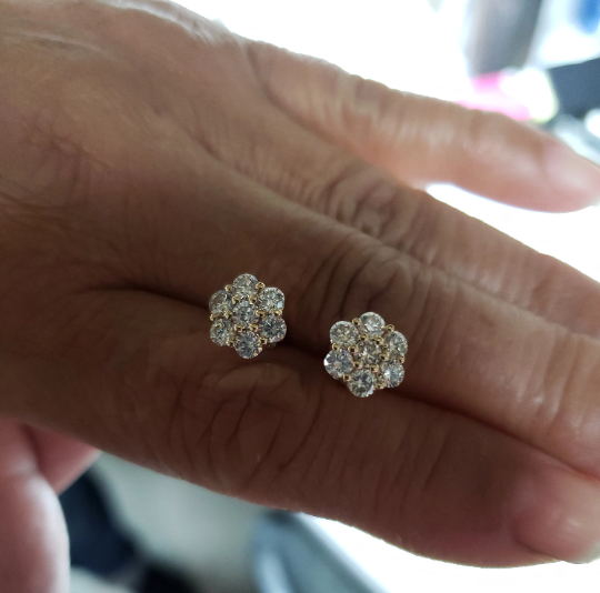 14Kt Gold 1.43 Ct Lab Grown Cluster Diamond Stud Earrings