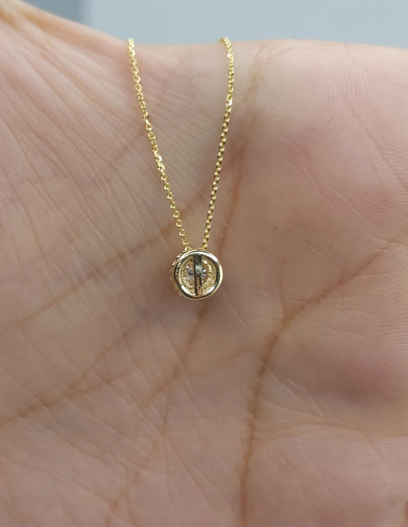 14Kt Gold 0.25 Ct Lab Grown Diamond Pendant Necklace
