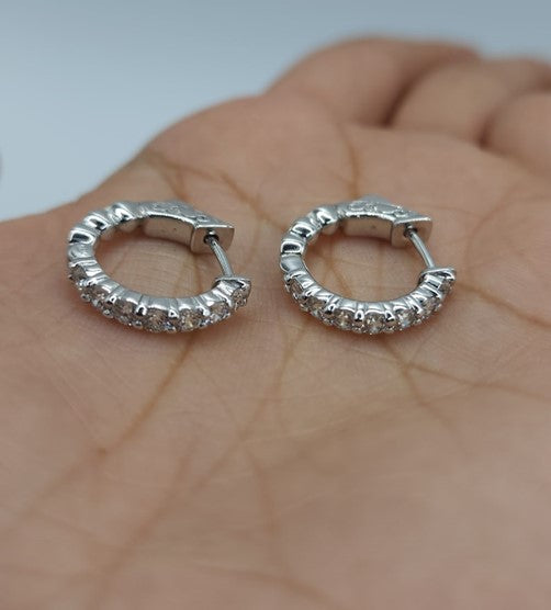 14Kt Gold 0.85 Ct Lab Grown Diamond Huggie Hoop Earrings