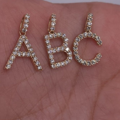 14Kt Gold Initial Letter 0.36 Ct Lab Grown Diamond Pendant