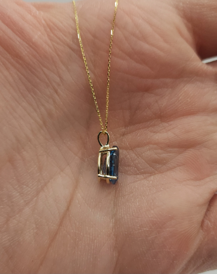 14Kt Gold London Blue Topaz Teardrop Pendant Necklace