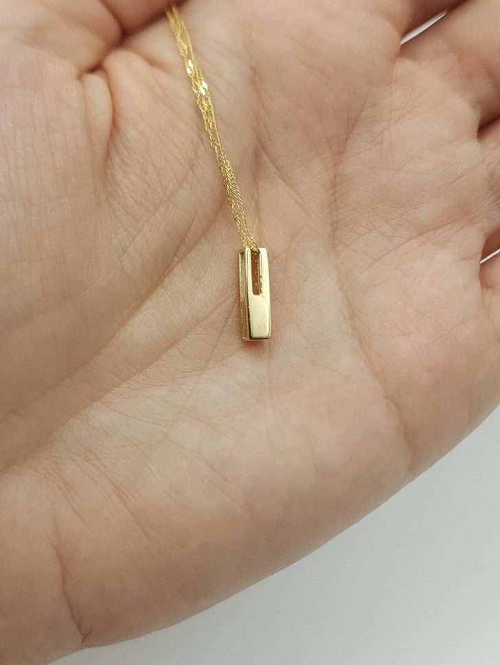 14Kt Gold Lab Grown Diamond Bar Necklace Pendant