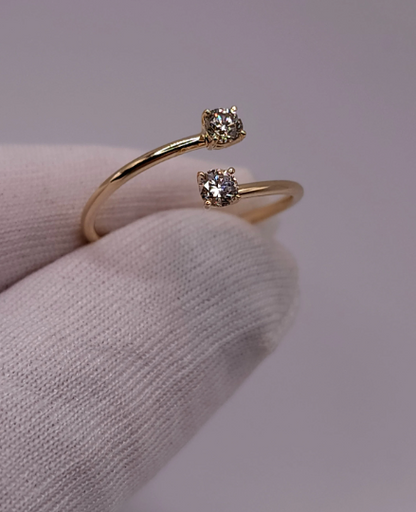 14Kt Gold 0.20 Ct 2 Lab Grown Diamond Ring