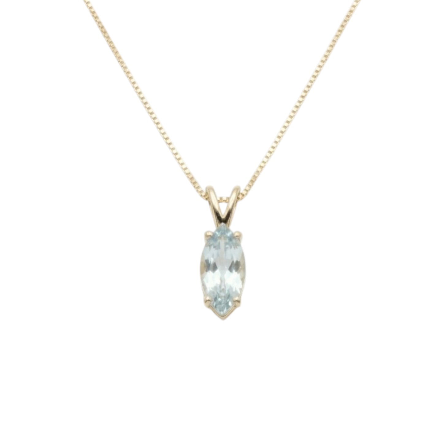 14Kt Gold Natural Aquamarine Marquise Pendant