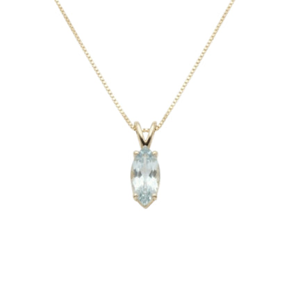 14Kt Gold Natural Aquamarine Marquise Pendant