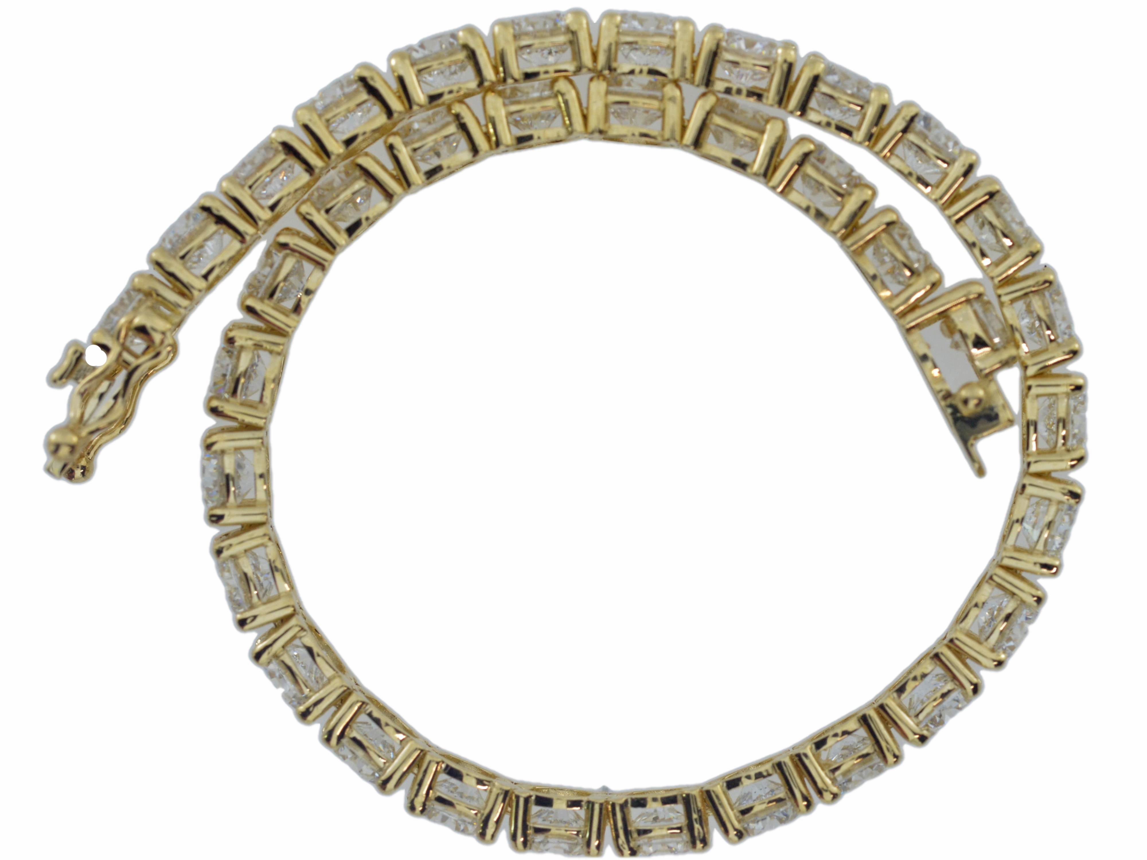 14Kt Gold 16.20 Ct Lab Grown Diamond Tennis Bracelet