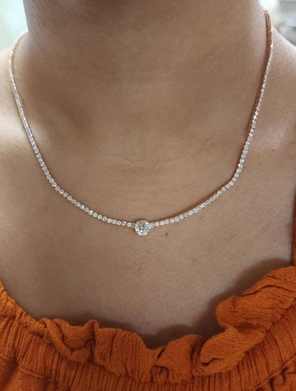 14Kt Gold 4.10 Ct 16-inch Lab Grown Diamond Tennis Necklace