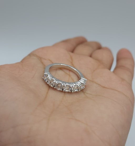 14K Gold 1.75 Ct 7 Stone Half Eternity Lab Grown Diamond Ring