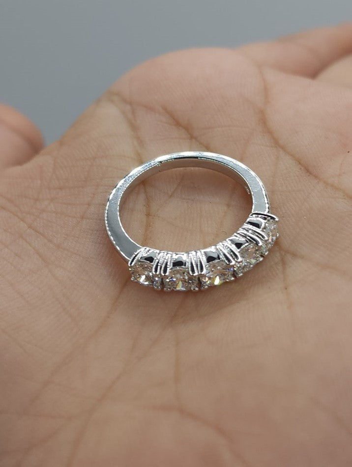 14K Gold 1.50 Ct 5 Stone Half Eternity Lab Grown Diamond Ring