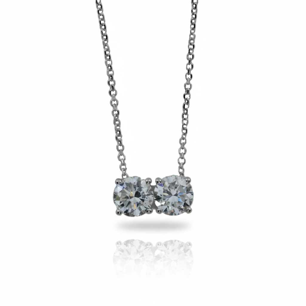 14Kt Gold 0.30 Ct Lab Grown Diamond 2 Stones Pendant Necklace