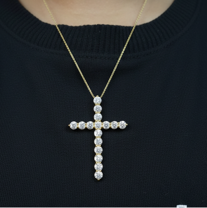 14Kt Gold 2 Ct Lab Grown Diamond Cross Pendant Necklace